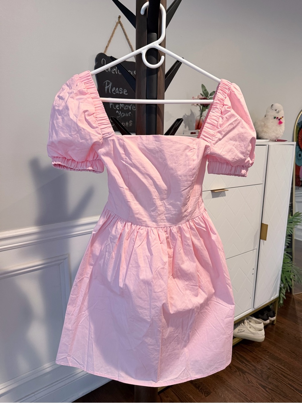 Glamorous Pink Puff-Sleeve Casual Dress